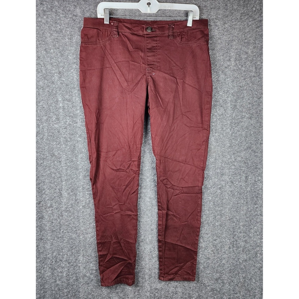 Lee Easy Fit Pants Womens 34 Burgundy Skinny Mid Rise Stretch Casual Maroon